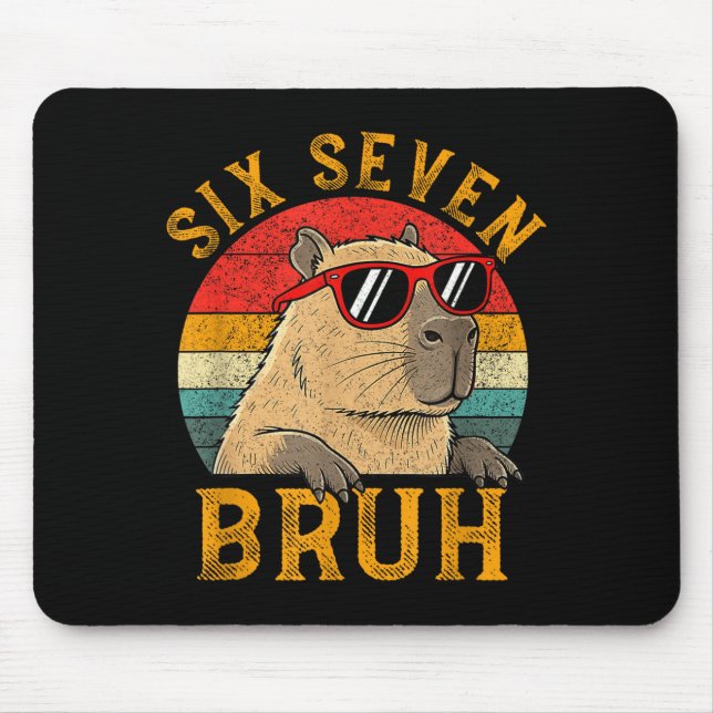 Mousepad Seis Sete Bruh 67 Meme Engraçado Capivara Viral Se (Frente)