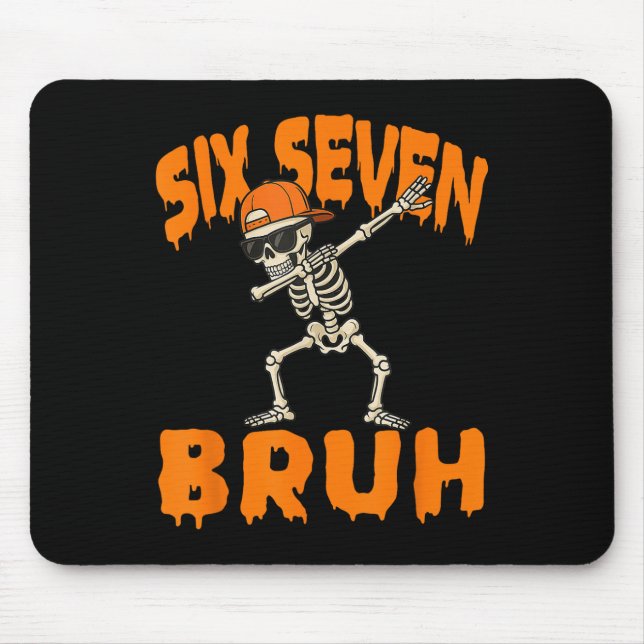 Mousepad Seis Sete Bruh Dabbing Esqueleto Engraçado 67 Meme (Frente)