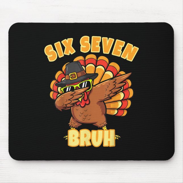 Mousepad Seis Sete Bruh Dabbing Peru Dia de Ação de Graças  (Frente)