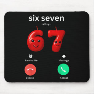 Mousepad Seis Sete Chamando Meme Minimalista Tendência Capi