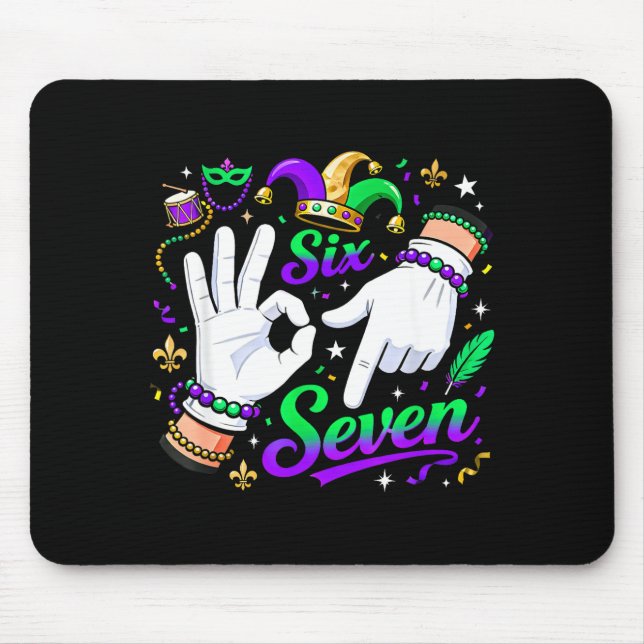 Mousepad Seis Sete Mardi Gras 67 Gesto de Mão Meme  (Frente)