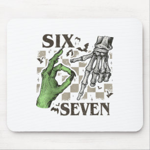 Mousepad Seis Sete Sinal de Mão de Esqueleto Meme Dia das B