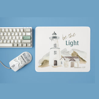 Mousepad Seja a citação de Fé de Cores de Água do Farol Cla