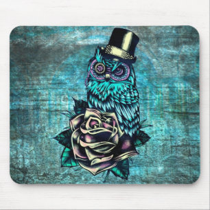 Mousepad Seja coruja sábia do estilo do tatuagem na base