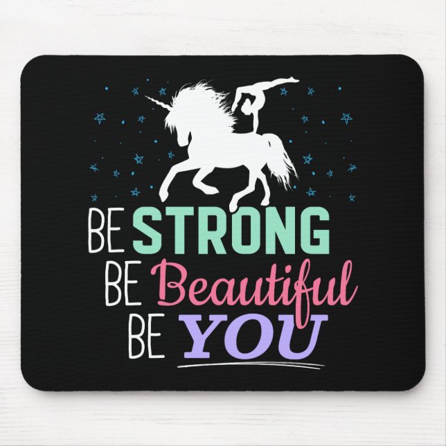 Mousepad Seja Forte E Bonita - ginástica Unicórnio (Frente)