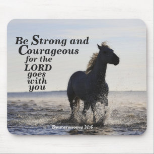 Mousepad Seja Forte e Corajosa Bíblia Verso 31 Cavalo