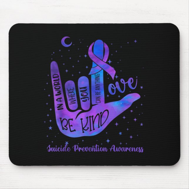Mousepad Seja Gentil Amor Tie Dye Sinal de Mão Prevenção (Frente)