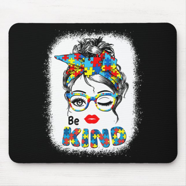 Mousepad Seja gentil com o Autismo do Tejo, Tie Dye Bandeir (Frente)