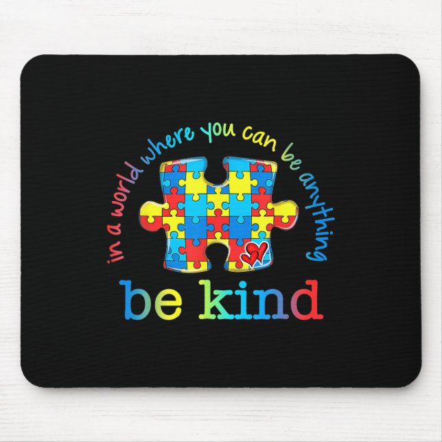 Mousepad Seja gentil com o Autismo Quebra-cabeça Arco-Íris  (Frente)