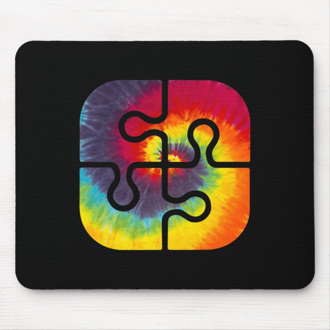 Mousepad Seja gentil com peças de Quebra-cabeça Tie Dye Awa (Frente)