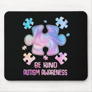 Mousepad Seja gentil com peças Quebra-cabeça Tie Dye Autism