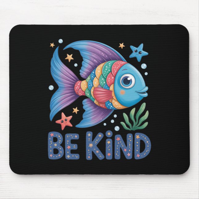 Mousepad Seja Gentil Escala Arco-Íris Peixe Professor Lendo (Frente)