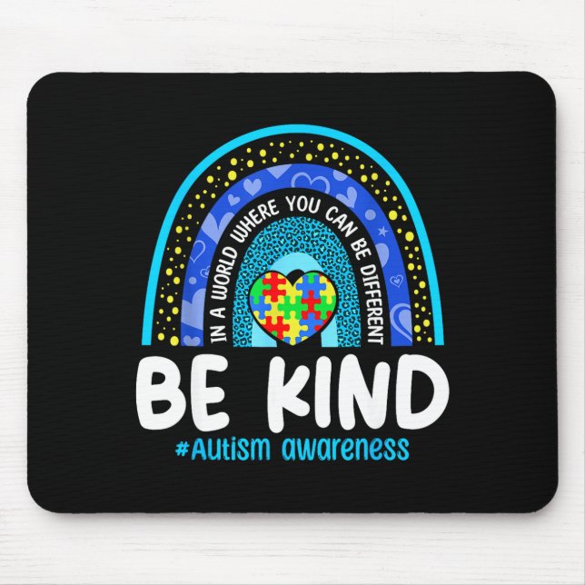 Mousepad Seja gentil quebra-cabeça de conscientização sobre (Frente)