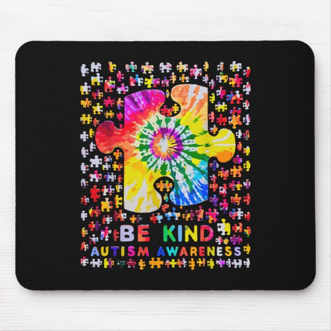 Mousepad Seja gentil Quebra-cabeça Tie Dye Autismo Consciên (Frente)