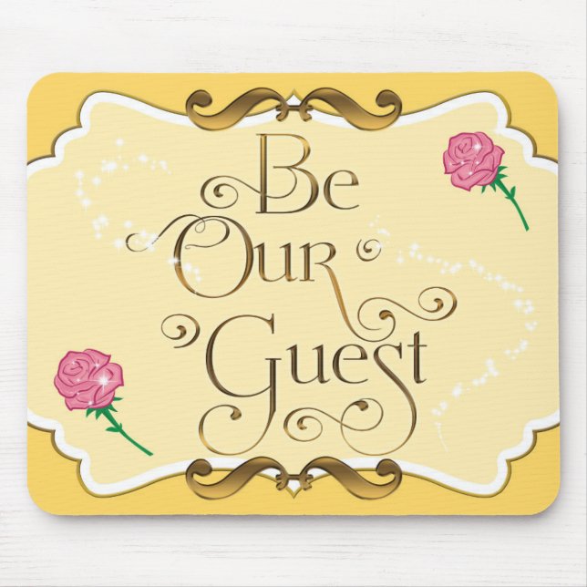 Mousepad SEJA NOSSO CONVIDADO Rosa Pink Amarelo Dourado Mou (Frente)