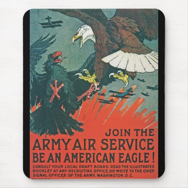 Mousepad "Seja poster RESTAURADO do ar do exército de Eagle (Frente)