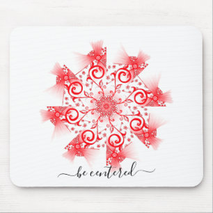Mousepad Seja um rabisco de linha fractal de mandala vermel