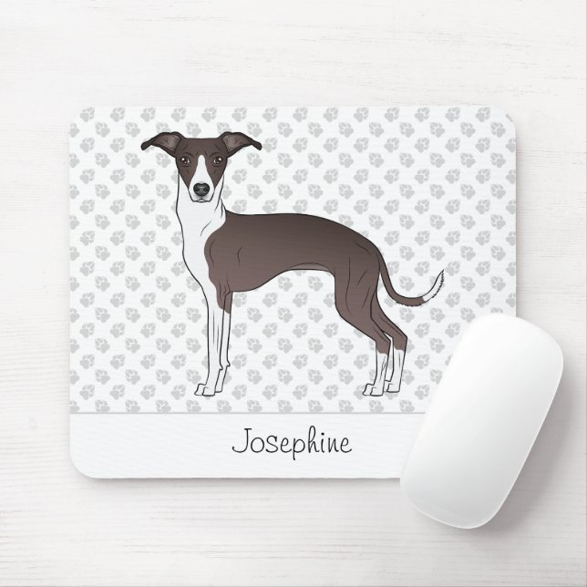 Mousepad Selado E Branco Galgo Italiano Com Nome Personaliz (Com mouse)