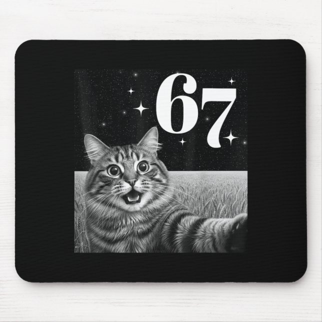 Mousepad Selfie de Gato Com 67 Meme Gatos Engraçados Gráfic (Frente)