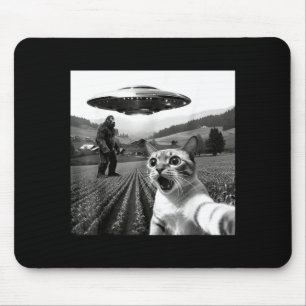 Mousepad Selfie de Gato com Alien Ufo Gato Engraçado Alien
