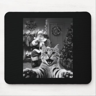Mousepad Selfie De Gato Engraçado De Natal Com Papai Noel B
