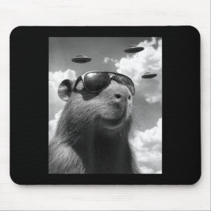 Mousepad Selfie Engraçado de Toupeira Com Ovni Dia da Toupe