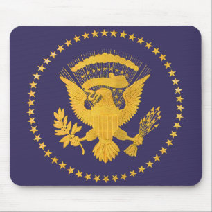 Mousepad Selo presidencial Dourado na terra azul