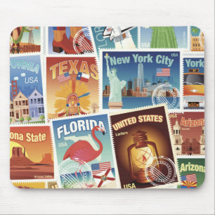Mousepad Selos postais dos Estados Unidos