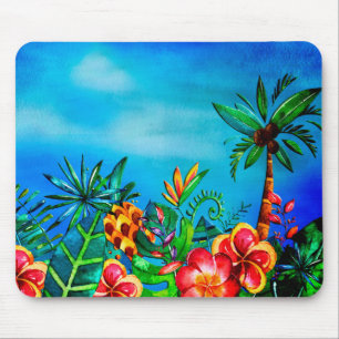 Mousepad Selva colorida exótica da flor - Aloha