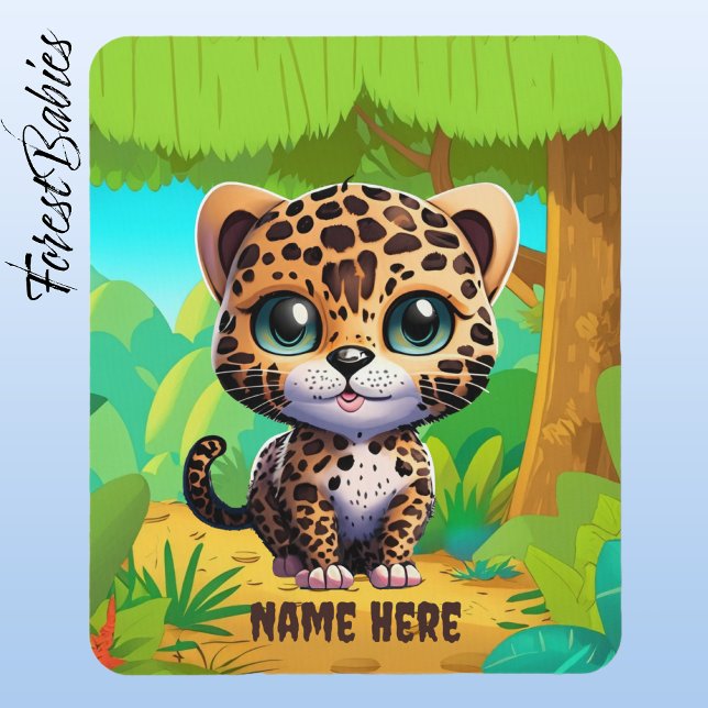 Mousepad Selva Selvagem Única de Gatinhos Leopardo (Leopard, Customizable ForestBabies Mouse Pad)