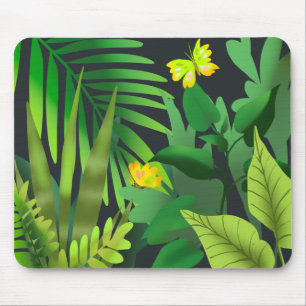 Mousepad Selva verde com borboletas