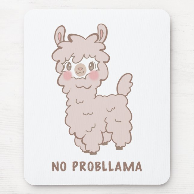 Mousepad Sem Problemas Kawaii - Lama Rosa (Frente)