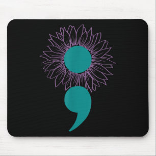 Mousepad Semicolão de girassol Sensibilização para o suicíd