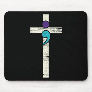 Mousepad Semicolon Cross Mental Health Awarume Figurume Wa
