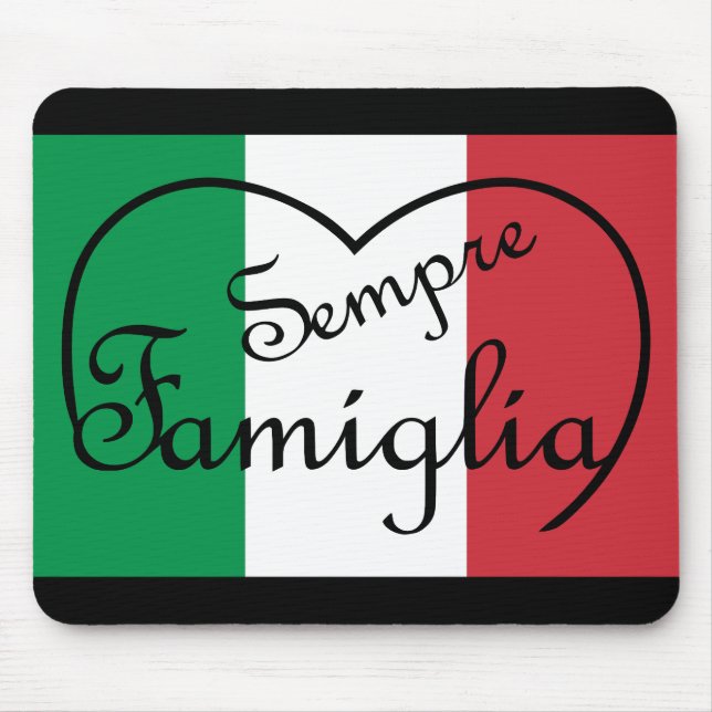Mousepad Sempre Famiglia Coração Italiano "Família Sempre" (Frente)