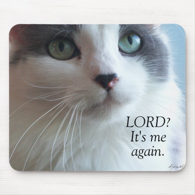 Mousepad Senhor, é mim gato outra vez Praying Meme (Frente)