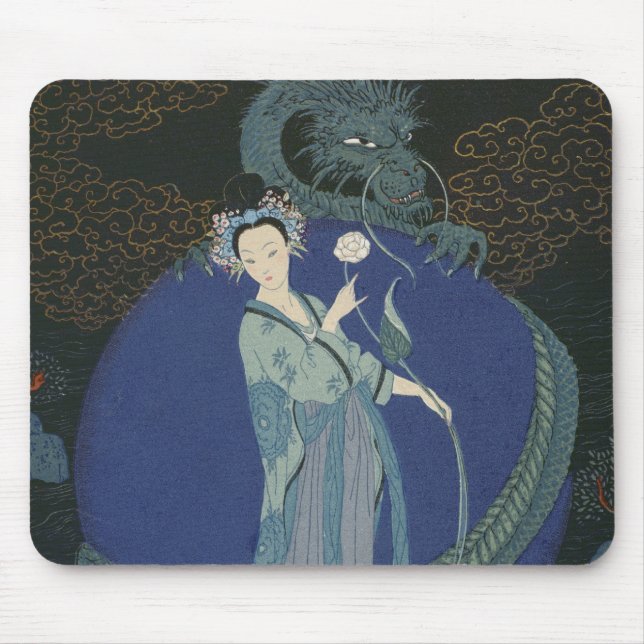 Mousepad Senhora com um dragão (litho da cor) (Frente)