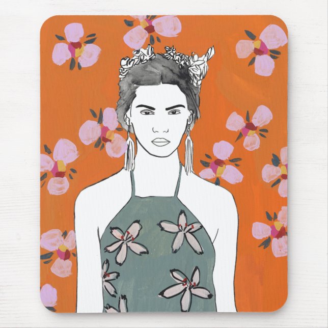Mousepad Senhora do Flor Rosa - Laranja (Frente)