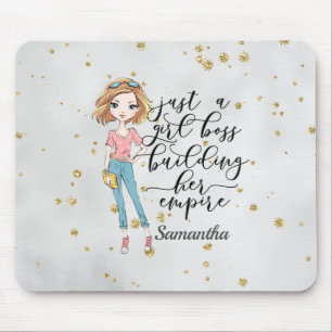 Mousepad Senhora Elegante e Bonita   Menina Chefe   CINZAS