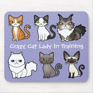 Mousepad Senhora louca do gato no treinamento (projete seu