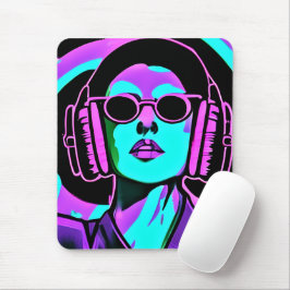 Mousepad Senhora Psicodélica em Fones de ouvido