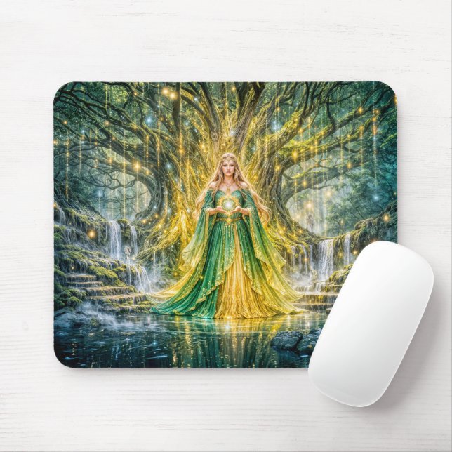 Mousepad Senhora Sob a Árvore do Mundo Fantasia Encantada (Com mouse)