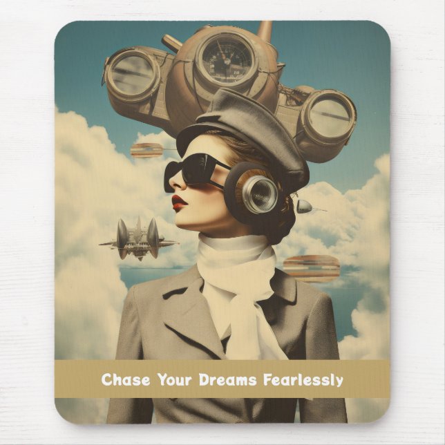Mousepad Senhora Steampunk Persegue Seus Sonhos Ininterrupt (Frente)