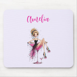 Mousepad Senhorita Sedutora em um Copo de Martini