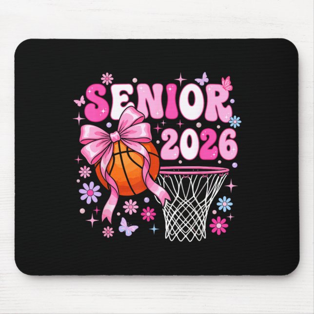 Mousepad Senior 2026 class of 2026 basketball coquette bow (Frente)
