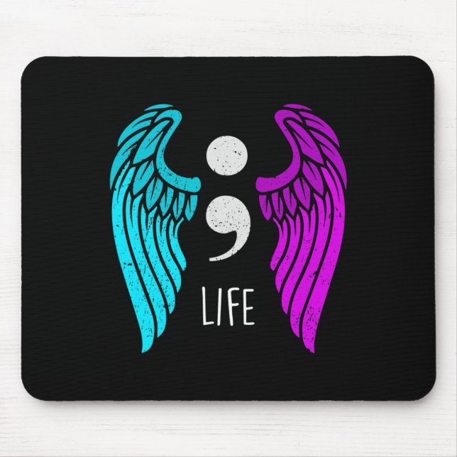 Mousepad Sensibilização - Anjo Semi Colon Life (Frente)