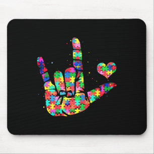Mousepad Sensibilização Asl Love Sign Language Quebra-cabeç