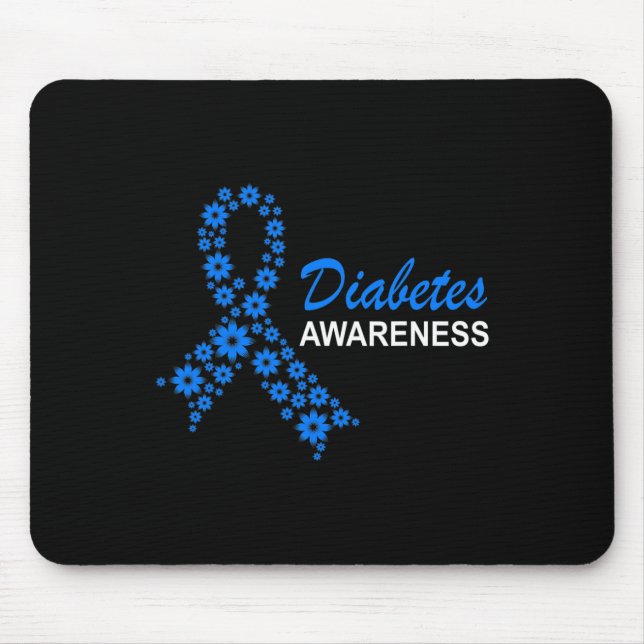 Mousepad Sensibilização para a diabetes mês flores de fita  (Frente)