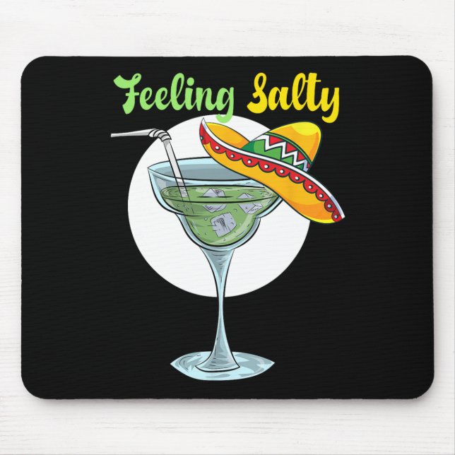 Mousepad Sentindo Salgado Engraçado Margarita Bebendo Mexic (Frente)