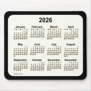 Mousepad Sepia 2026 no calendário preto de Janz 2 tons